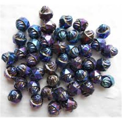 Czech FP Saturn Blue Iris 8mm Bead Each