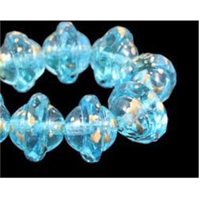 Czech FP Saturn Trans. Aqua Bronze 8mm Bead Each