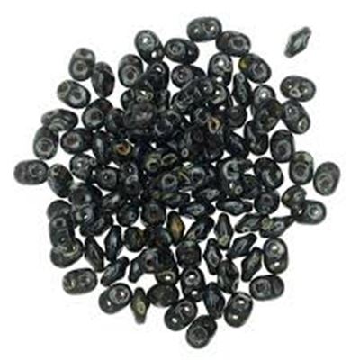 Superduo 2.5 x 5mm Jet Travertine Dark Min 10grams.