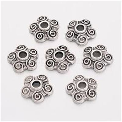 Bead Flower Antique Silver 8mm Hole 2mm Nickel Free ea