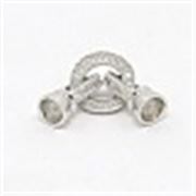 Cubic Zirconia Fold Over Clasp Platinum 27x11x7mm Each
