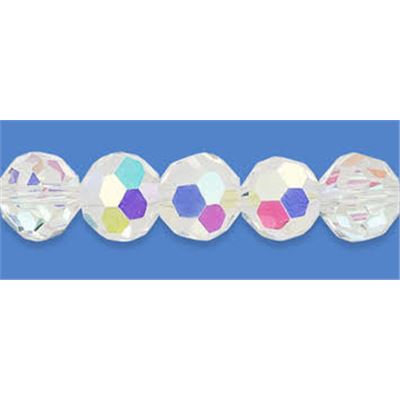 Faceted Round Crystal AB 10mm Hole 1.6mm. Each
