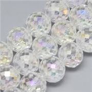 Faceted Round Crystal AB Frosted 12mm Hole 1.6mm. Each