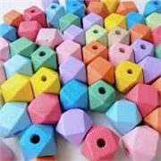 Hinoki  Wood Polyhedron Beads Assorted Colours Approx 16mm Hole 3.5mm each