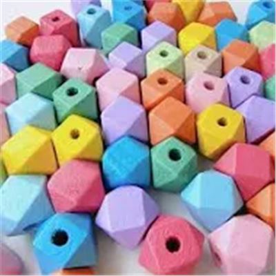 Hinoki  Wood Polyhedron Beads Assorted Colours Approx 16mm Hole 3.5mm each