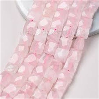 Rose Quartz Faceted Square 12x12x5mm. Hole 1mm. Approx 17 Beads per strand 