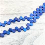 Czech Glass 2 Hole Honeycomb 6mm Hodge Podge Blue Matte Strand (approx 30 Beads)