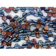 Czech Glass 2 Hole Honeycomb 6mm Aqua Bronze Lustre Strand (approx 30 Beads)