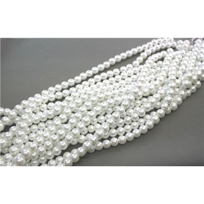 Glass Pearl Strand White Pearl 4mm (approx 200 Beads) ea