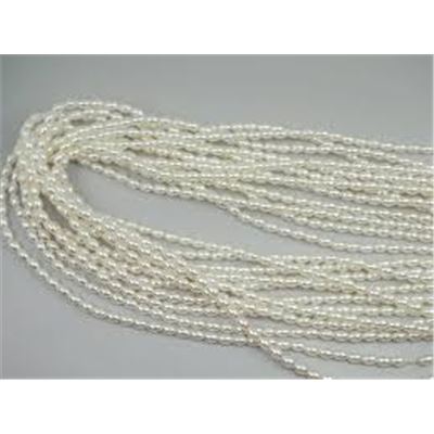 Glass Pearl Strand Cream Rice Pearl 6x4mm ea (approx 135 beads)