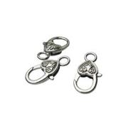 Tibetan Style Heart Lobster Claw Clasp Antique Silver 26 x 14mm each