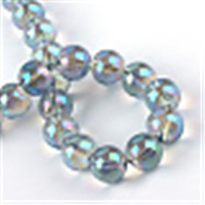  Glass Bead Round Turquoise AB Transparent 8mm Hole 1.0mm each