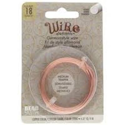Beadsmith German Style Wire Copper 18 Gauge Round, Medium Temper 4m each.