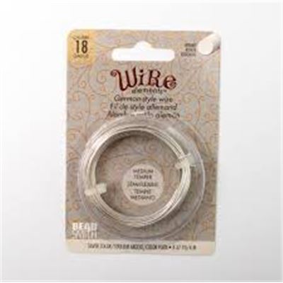 Beadsmith German Style Wire Silver Plated Copper 18 Gauge Round, Medium Temper 4m each.