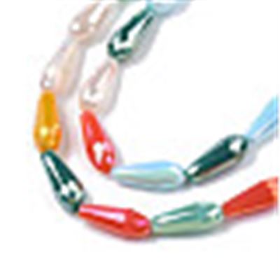 Teardrop 15x6mm Electroplate Mixed Colour AB. Hole 1mm. Each