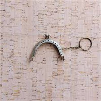 Iron Frame Purse Clasp w/ Key Ring Antique Silver 5cm each
