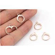 Leverback Hooks Stainless Steel Rose Gold w/ loop 15x12.5x2mm per pair