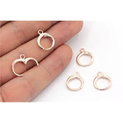 Leverback Hooks Stainless Steel Rose Gold w/ loop 15x12.5x2mm per pair