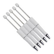 Beadable Pen White w/ black ink refill. 148x12mm each