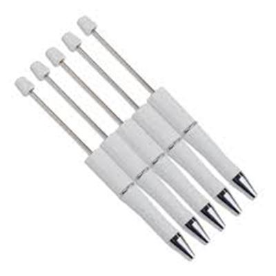 Beadable Pen White w/ black ink refill. 148x12mm each