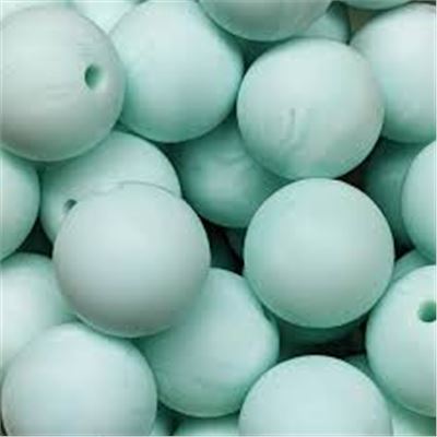 Silcone  Bead Round Marble Mint Green 15mm Hole 2mm ea
