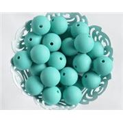 Silcone  Bead Round Aqua Green 15mm Hole 2mm ea