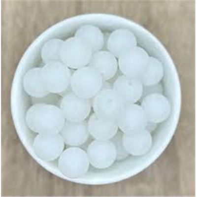 Silcone  Bead Round Frosted Clear15mm Hole 2mm ea