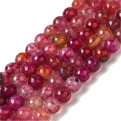 Semi Precious Strand Dragon Vein Agate Dyed Cerise Faceted 8mm (approx 48 beads)