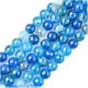 Semi Precious Strand  Natural Fire Agate Dyed Blue Faceted 8mm (approx 47 beads)