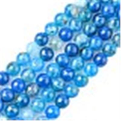 Semi Precious Strand  Natural Fire Agate Dyed Blue Faceted 8mm (approx 47 beads)