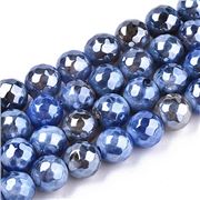 Fire Crackle Agate Natural Electroplated Cornflower Blue 8mm, Appprox 47 beads