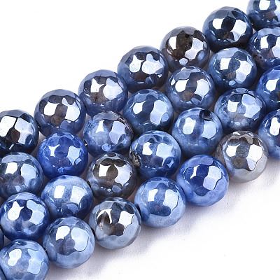Fire Crackle Agate Natural Electroplated Cornflower Blue 8mm, Appprox 47 beads