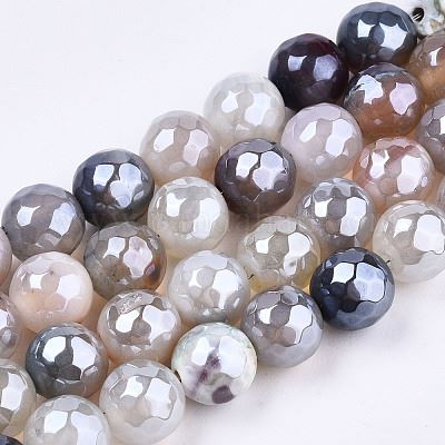 Fire Crackle Agate Natural Electroplated Antique White 8mm, Appprox 47 beads