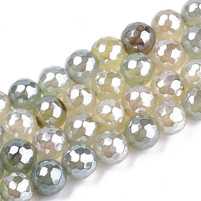 Fire Crackle Agate Natural Electroplated Honeydew 8mm, Appprox 47 beads