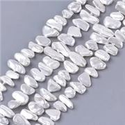 Shell Pearl Shards Electroplate Creamy White 6-13x10x5mm Per Strand. Approx 42 beads