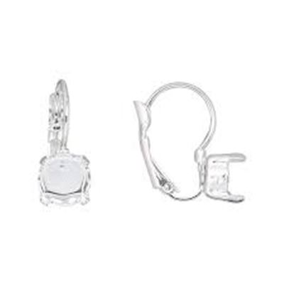 Leverback Setting Silver Plated Brass with loop SS39 Chaton per pair