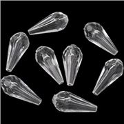 Acrylic Teardrop Faceted Clear 21x11mm. Hole 2mm