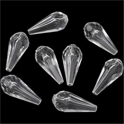 Acrylic Teardrop Faceted Clear 21x11mm. Hole 2mm