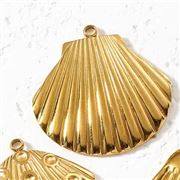 Scallop Shape ; Hollow Stainlss Steel Gold Plate 14x11x4mm Hole 152mm