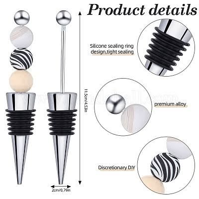 Beadable Wine Bottle Stopper.Stainless Steel. 11.5cm long.