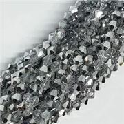 Glass Strand Bicone 6mm Silver Half Coat  (approx 44 beads)