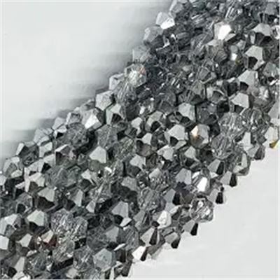 Glass Strand Bicone 6mm Silver Half Coat  (approx 44 beads)