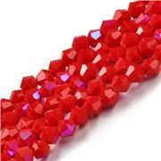 Glass Strand Bicone 3mm Opaque Crimson AB (approx 135 beads)