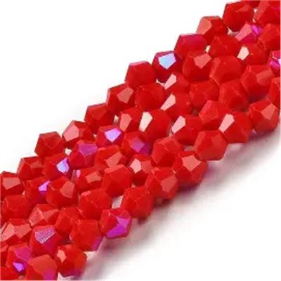 Glass Strand Bicone 3mm Opaque Crimson AB (approx 135 beads)