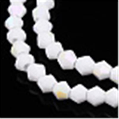 Glass Strand Bicone 3mm Opaque Snow AB(approx 135 beads)