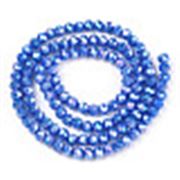 Glass Faceted Melon Strand Opaque Blue AB 3x2mm (approx 135 beads