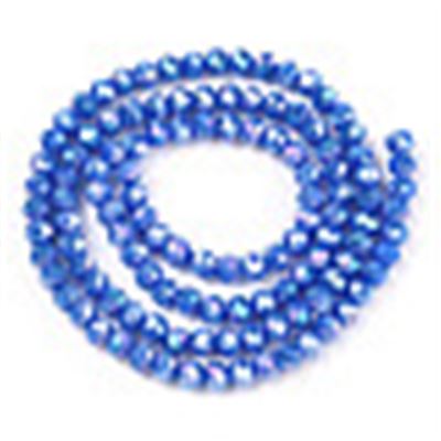 Glass Faceted Melon Strand Opaque Blue AB 3x2mm (approx 135 beads