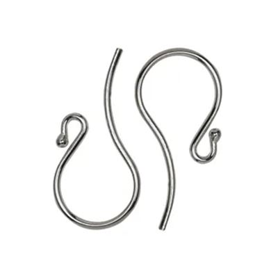 Silver Plated Brass Open Hook Ear Wire 11x22mm  (per pair)   ea