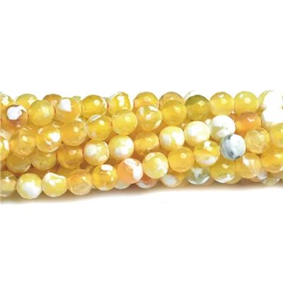 Semi Precious Strand  Natural Fire Agate Dyed Yellow Faceted 8mm (approx 47 beads)