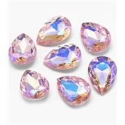 Teardrop Glass Faceted Cabochon Pearl Pink AB 14x10x5mm Each